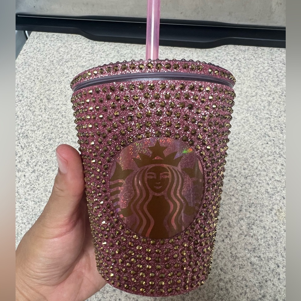 Gorgeous Rose Gold Pink Starbucks tumbler 10 oz
